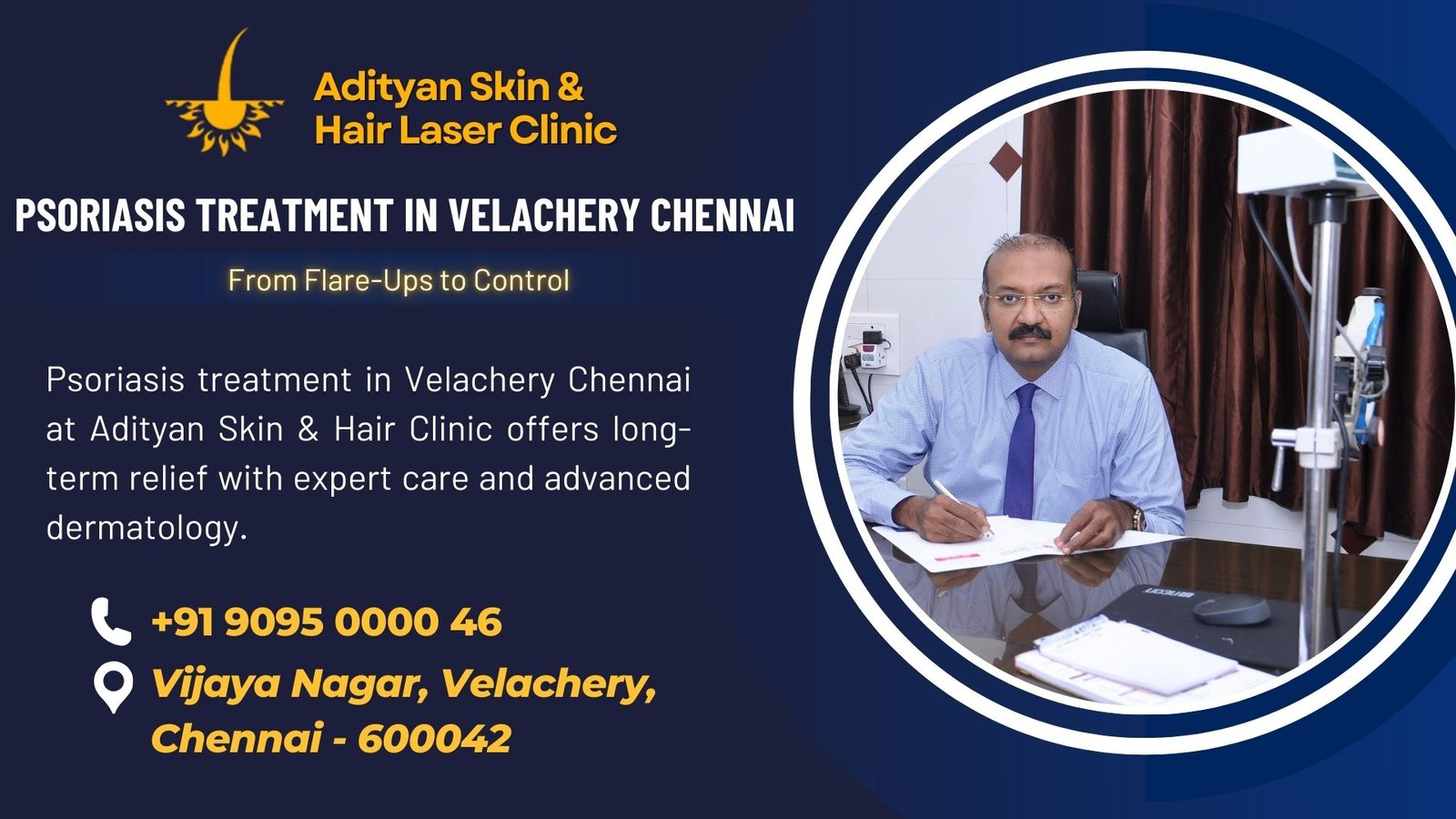 Psoriasis treatment in Velachery Chennai at Adityan Skin & Hair Clinic offers long-term relief with expert care and advanced dermatology.