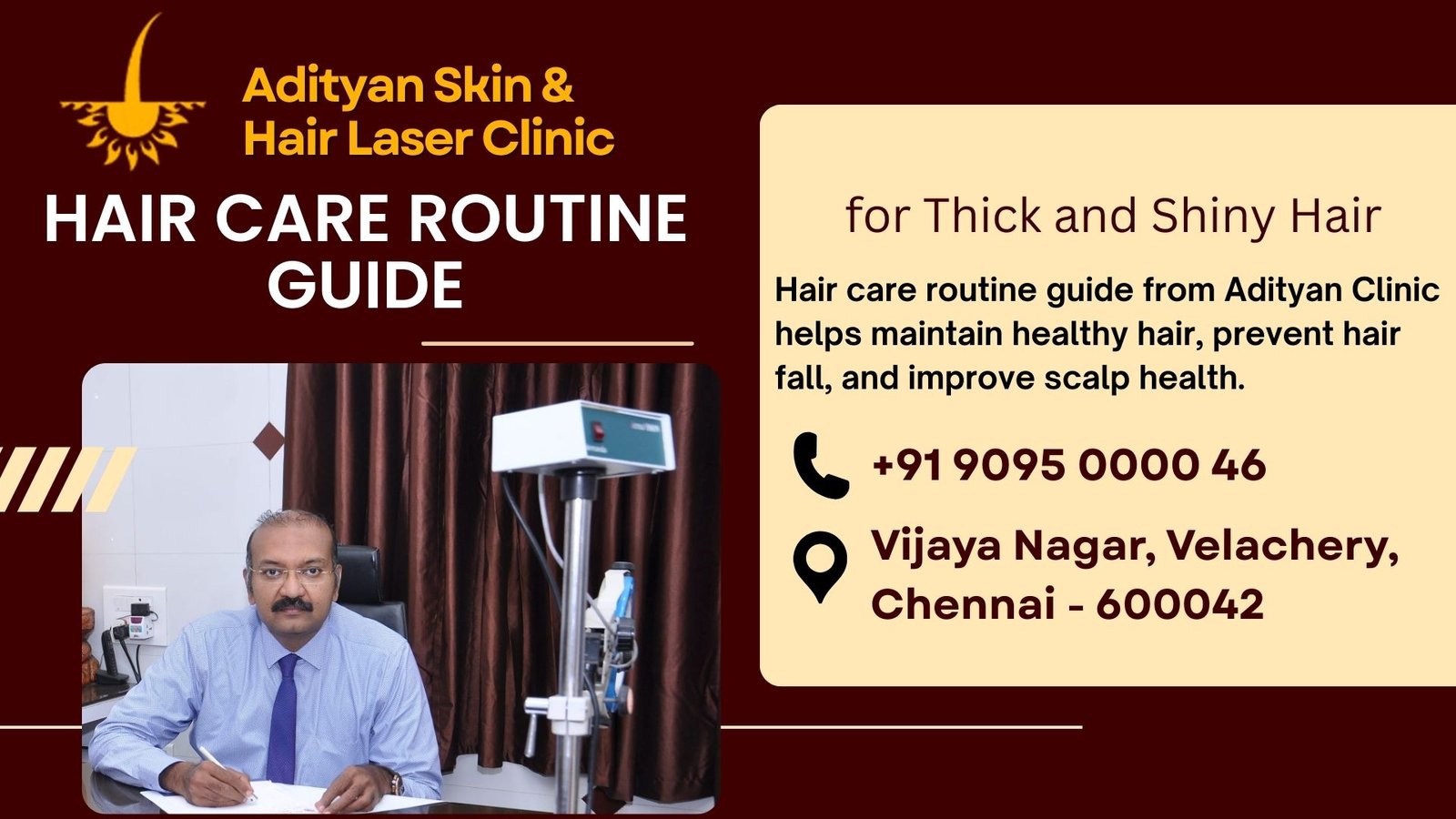 Hair care routine guide from Adityan Clinic helps maintain healthy hair, prevent hair fall, and improve scalp health.