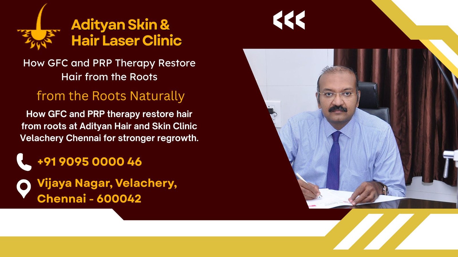 How GFC and PRP therapy restore hair from roots at Adityan Hair and Skin Clinic Velachery Chennai for stronger regrowth.