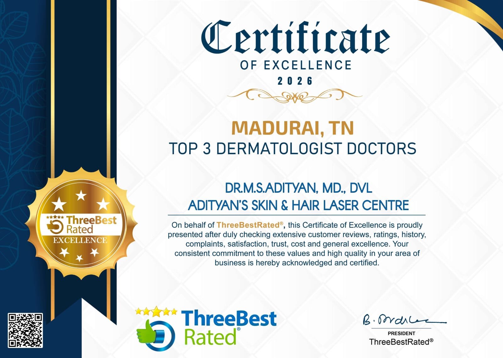 Certificate 1 - Adityan Skin and Hair Laser Centre