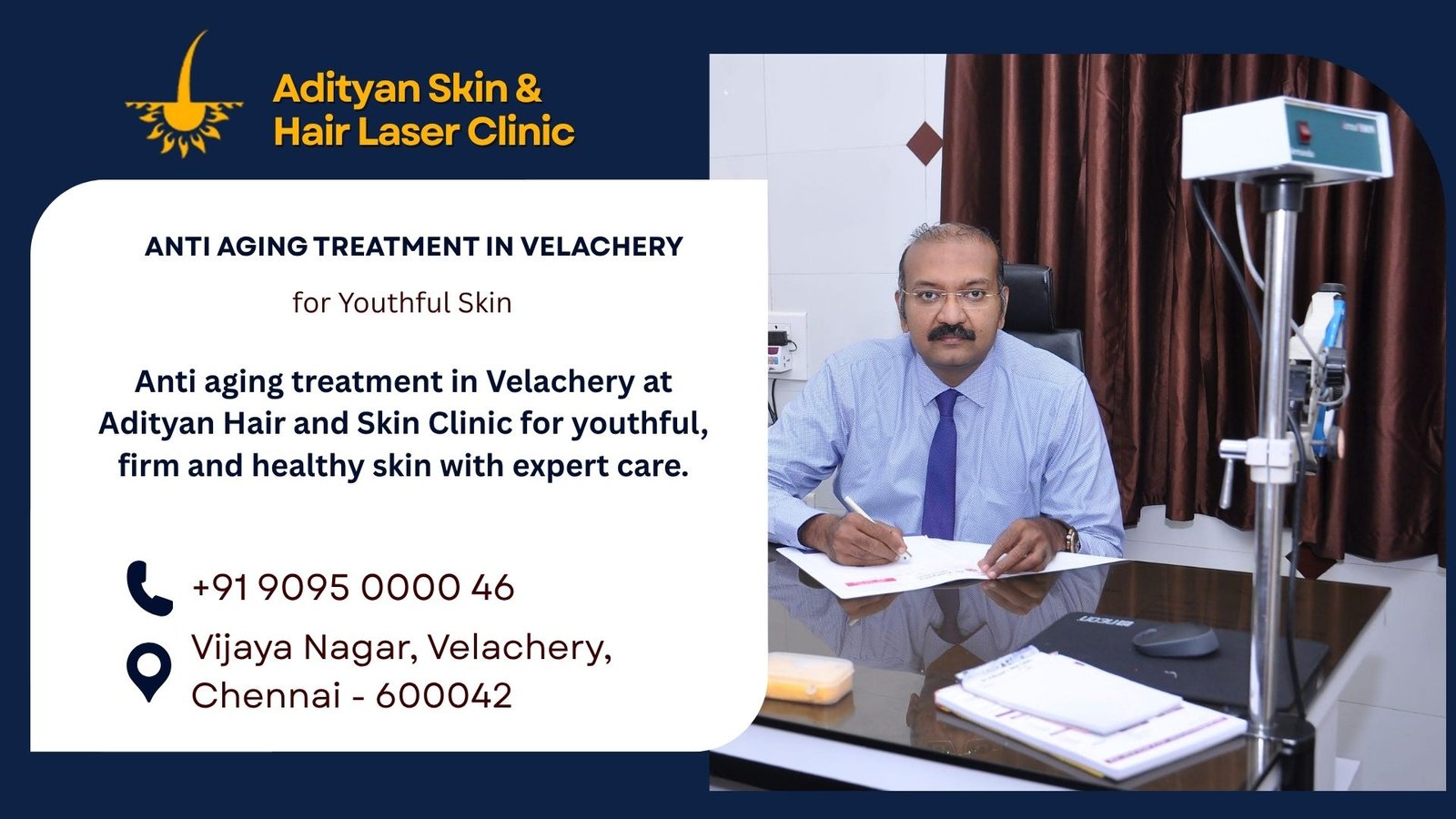 Anti aging treatment in Velachery at Adityan Hair and Skin Clinic for youthful, firm and healthy skin with expert care.