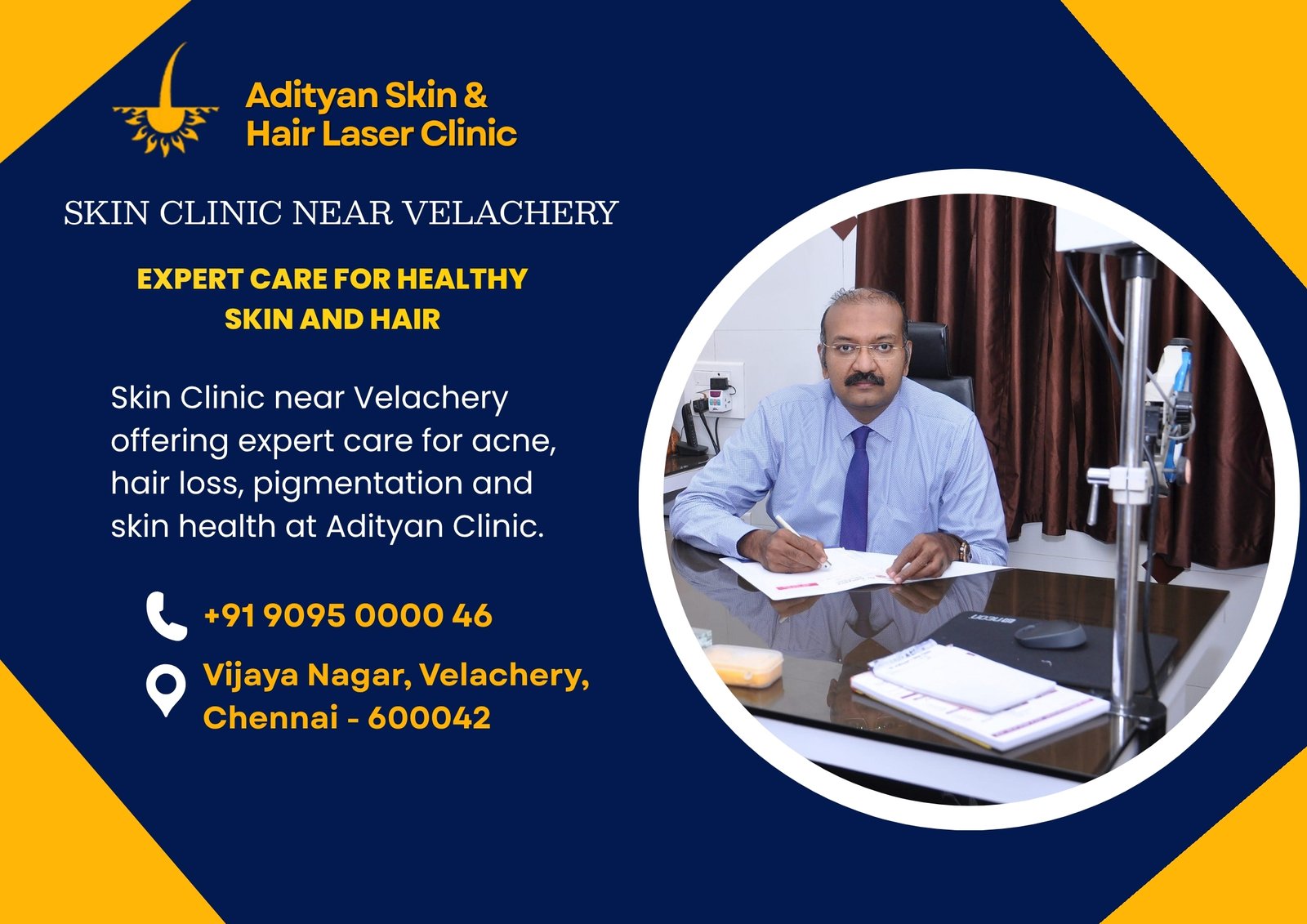 Skin Clinic near Velachery offering expert care for acne, hair loss, pigmentation and skin health at Adityan Clinic.