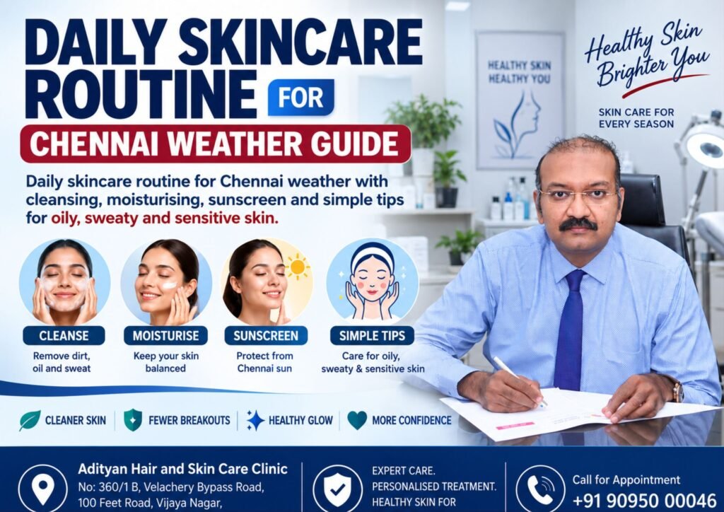 Daily skincare routine for Chennai weather